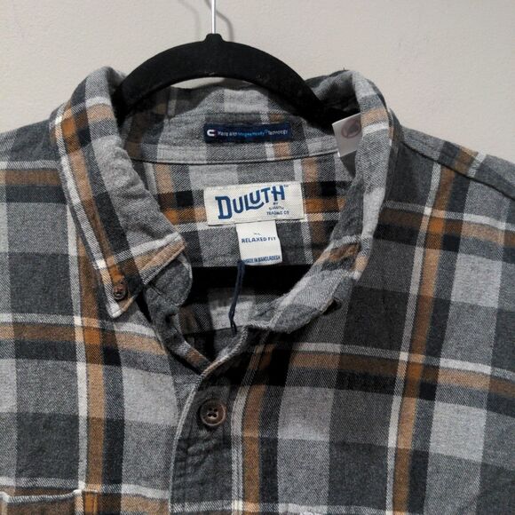 Duluth Mens Magna Ready Free Swingin Flannel Relaxed Fit LS Shirt Size XL Gray - Picture 2 of 13